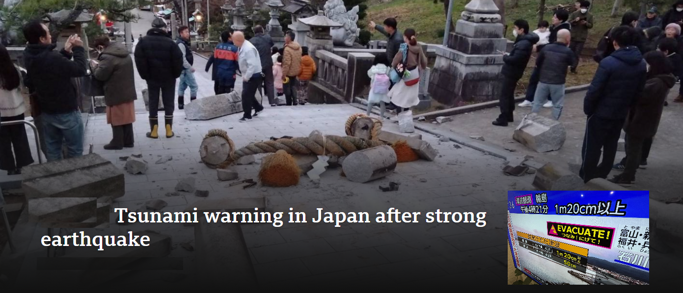 Japan issues tsunami warnings after a series of very strong earthquakes shook its western coastline