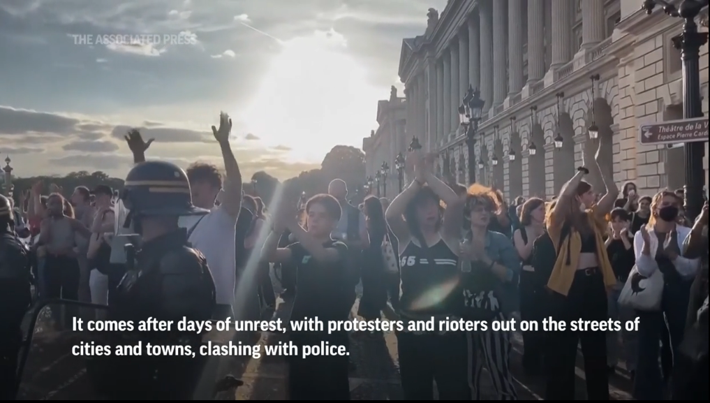 Mourners bury slain teen in France as 45,000 police are deployed and 5th night of unrest is quieter