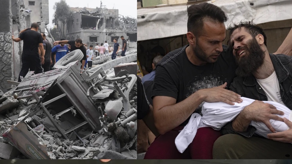 Thousands break into aid warehouses in Gaza as deaths top 8,000 and Israel widens ground offensive